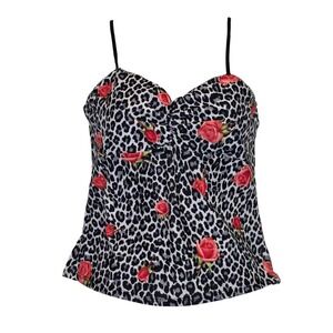 Vintage leopard rose cami y2k medium